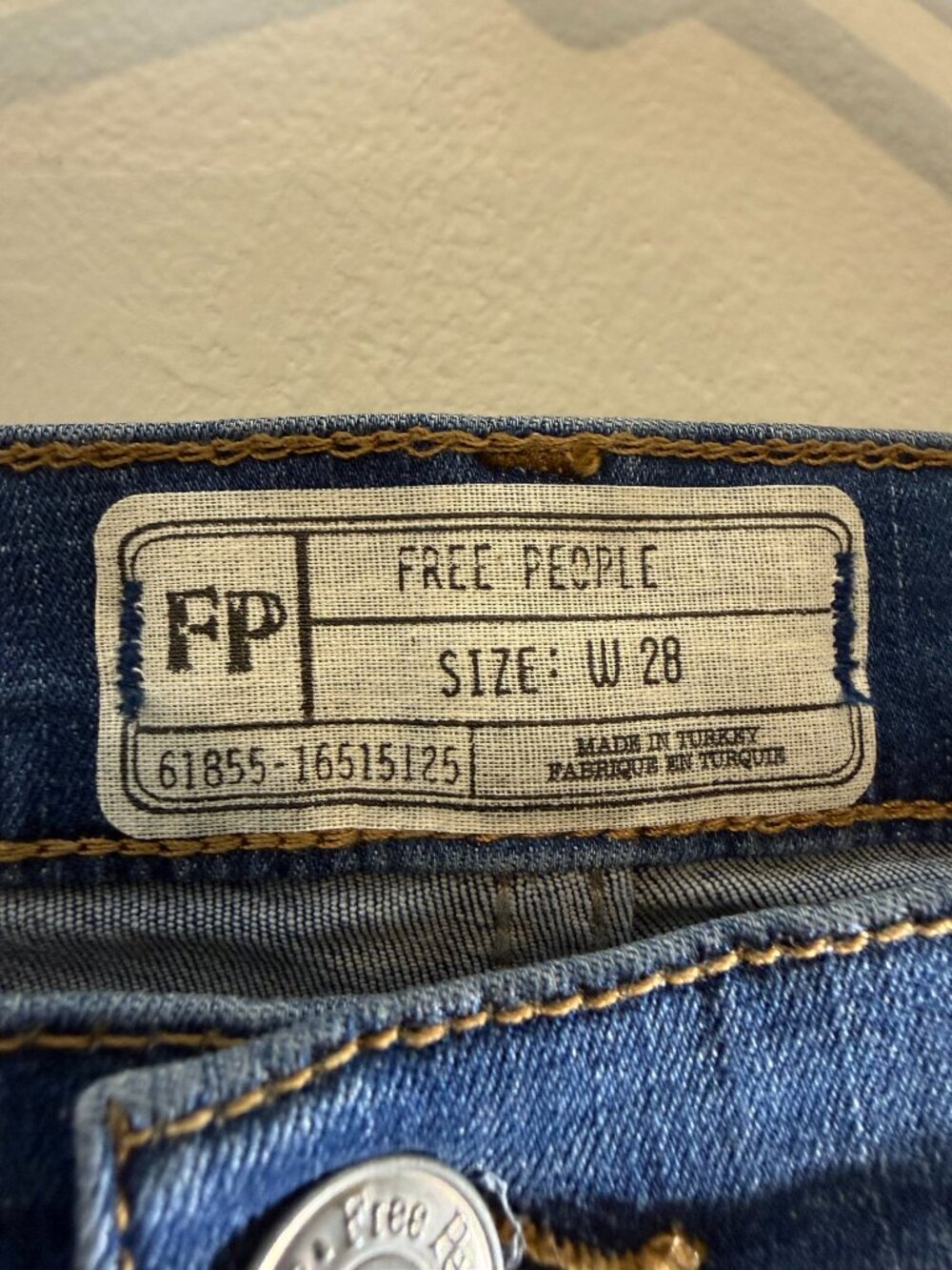 Free People Blue Distressed Raw Hem High Rise Skinny Jeans | Size 28